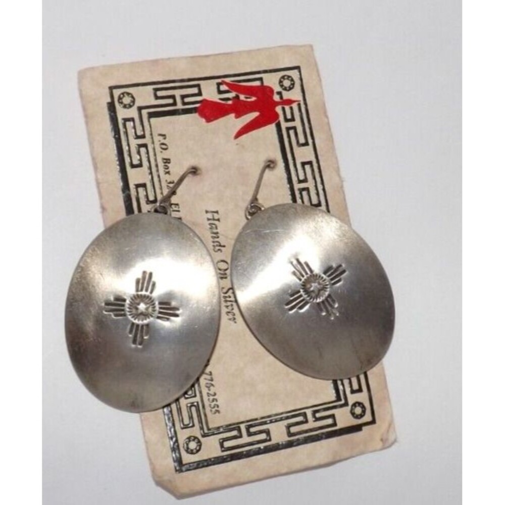 Wings Hands On Silver Native American Sterling Silver Earrings Vintage Signed